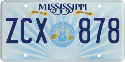 MS license plate ZCX878