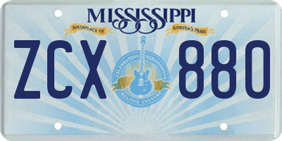 MS license plate ZCX880