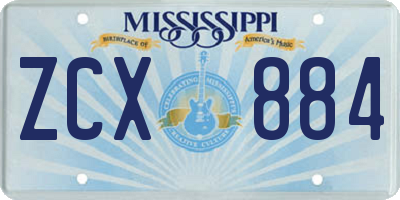 MS license plate ZCX884