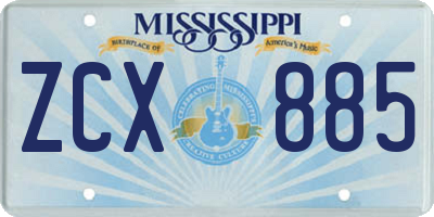 MS license plate ZCX885