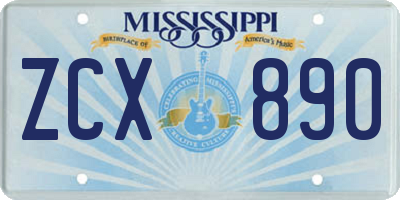 MS license plate ZCX890