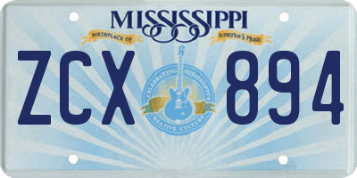 MS license plate ZCX894