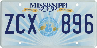 MS license plate ZCX896