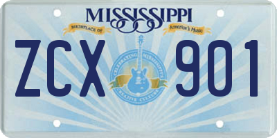 MS license plate ZCX901