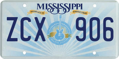 MS license plate ZCX906