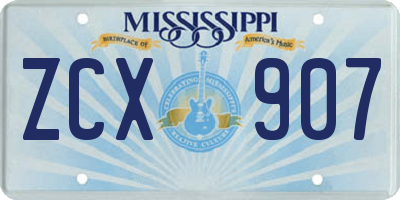 MS license plate ZCX907