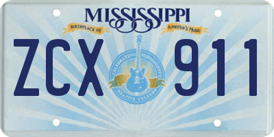 MS license plate ZCX911