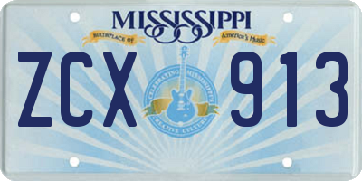 MS license plate ZCX913