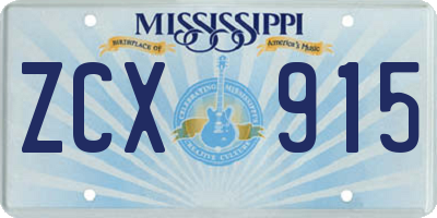 MS license plate ZCX915