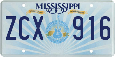 MS license plate ZCX916