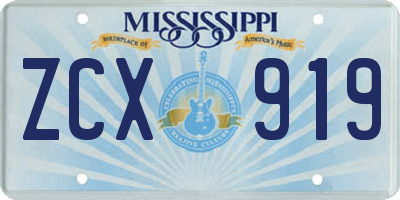 MS license plate ZCX919