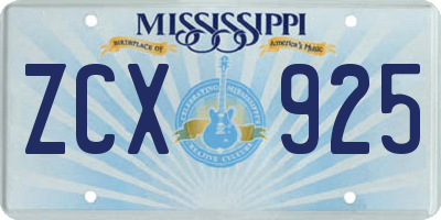 MS license plate ZCX925