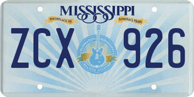 MS license plate ZCX926