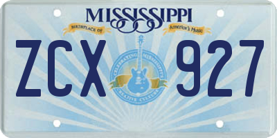 MS license plate ZCX927