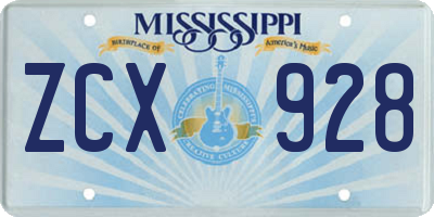 MS license plate ZCX928