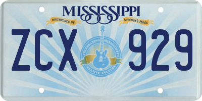 MS license plate ZCX929