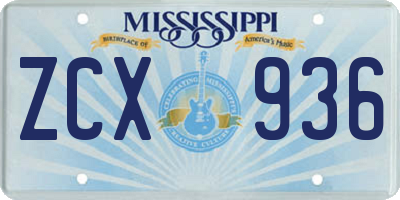 MS license plate ZCX936
