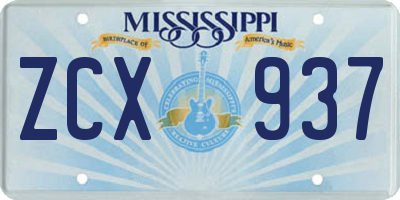 MS license plate ZCX937