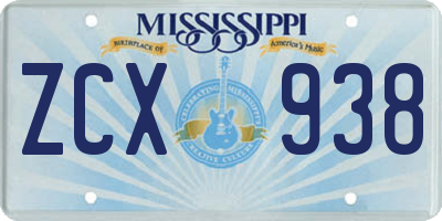MS license plate ZCX938