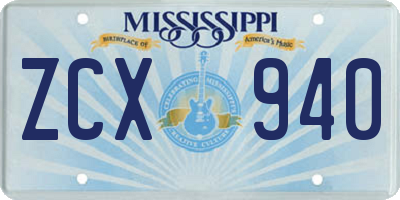 MS license plate ZCX940