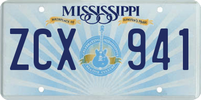 MS license plate ZCX941