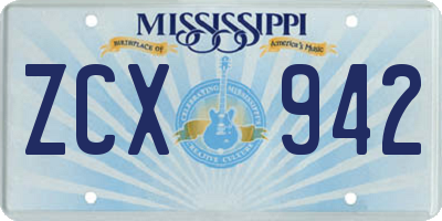 MS license plate ZCX942