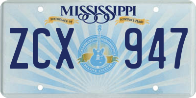 MS license plate ZCX947