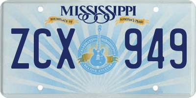 MS license plate ZCX949