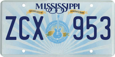 MS license plate ZCX953