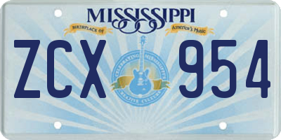 MS license plate ZCX954