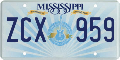 MS license plate ZCX959