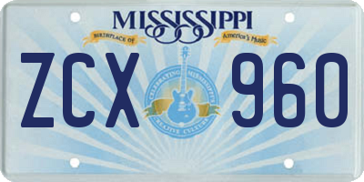 MS license plate ZCX960