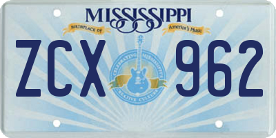 MS license plate ZCX962