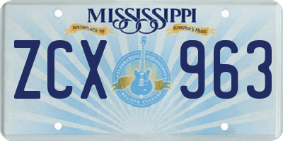 MS license plate ZCX963