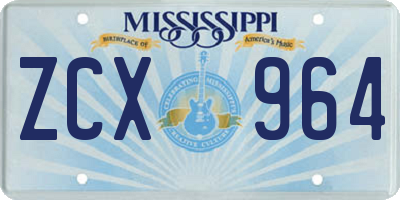 MS license plate ZCX964