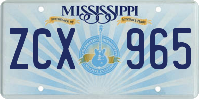 MS license plate ZCX965