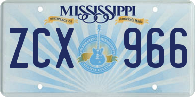MS license plate ZCX966