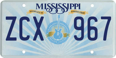 MS license plate ZCX967