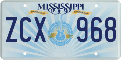 MS license plate ZCX968