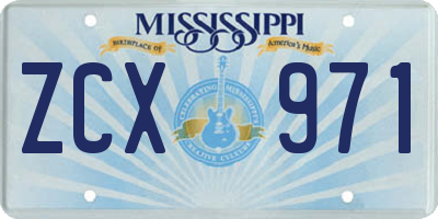 MS license plate ZCX971