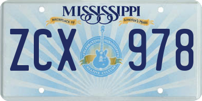 MS license plate ZCX978