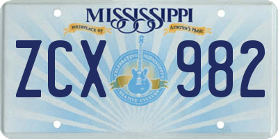 MS license plate ZCX982