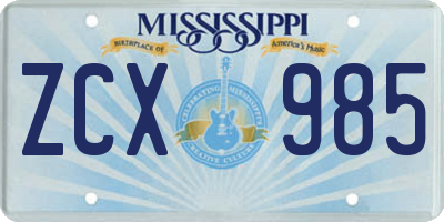 MS license plate ZCX985