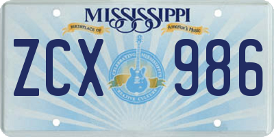 MS license plate ZCX986