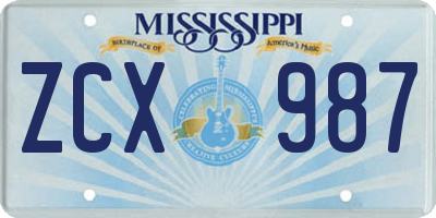 MS license plate ZCX987