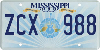 MS license plate ZCX988