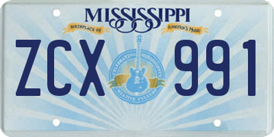 MS license plate ZCX991