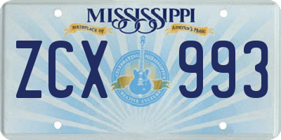 MS license plate ZCX993