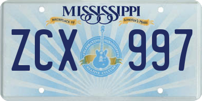 MS license plate ZCX997