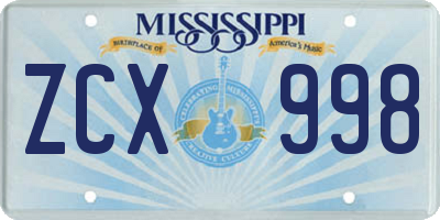 MS license plate ZCX998